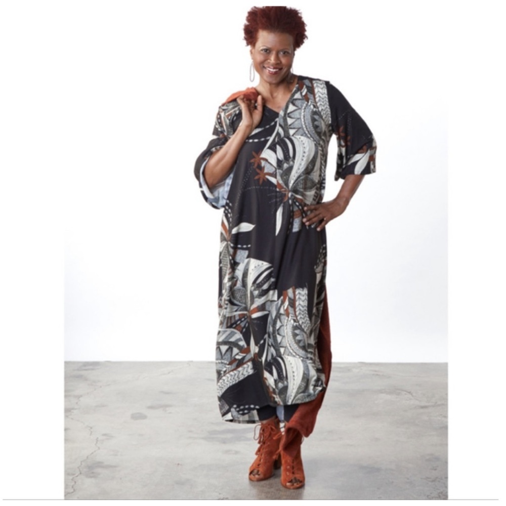 Bryn Walker Liliana Dress Ready For Lisbon Print Maxi Lagenlook Size XS